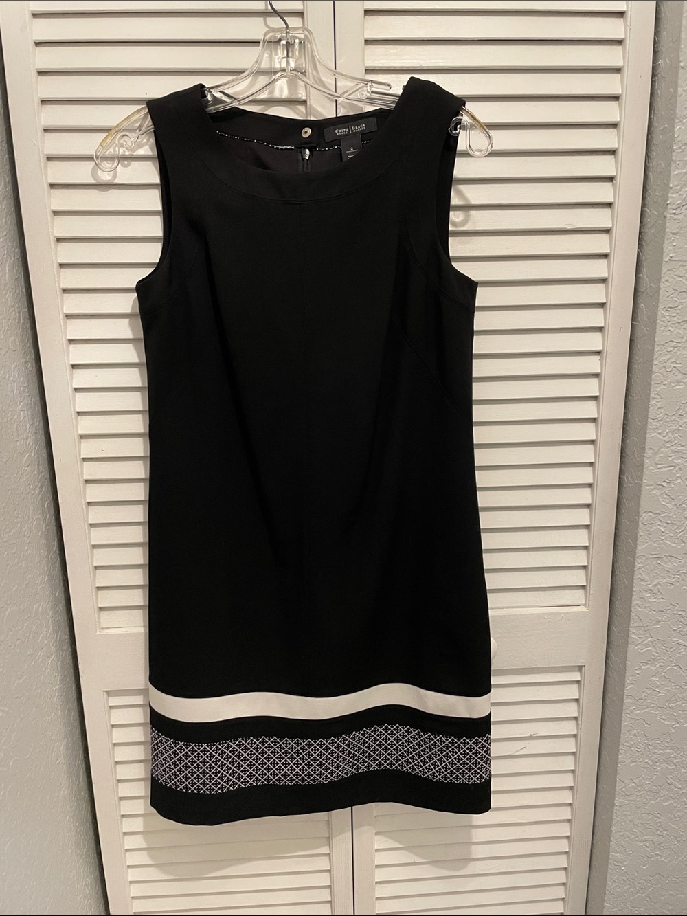 White House Black Market Black Sleeveless Mini Dress with White Trim